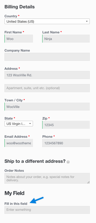 WooCommerce Codex - Checkout Field Hook 