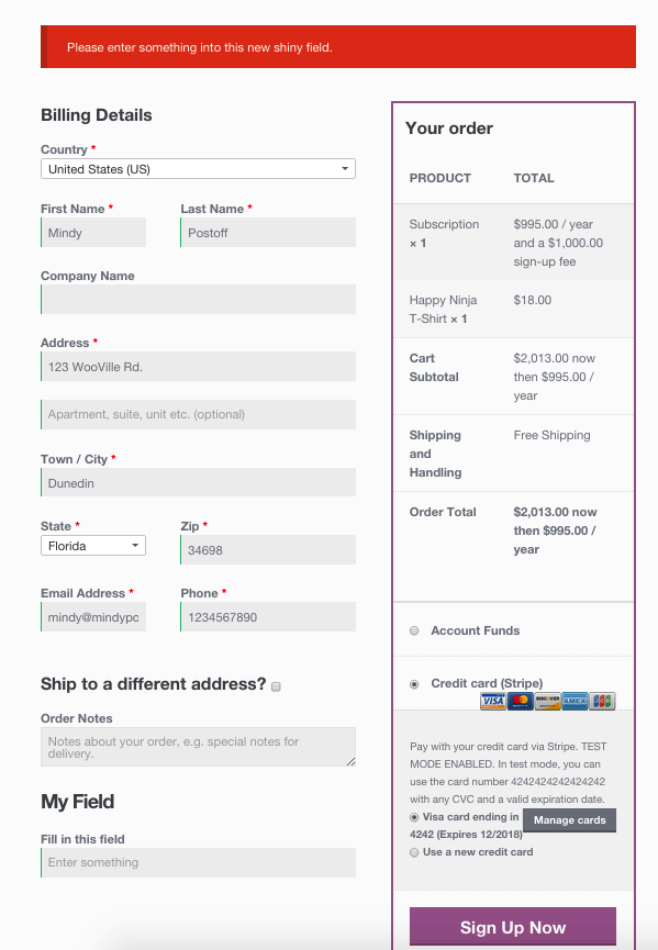 WooCommerce Codex - Checkout Field Notice 