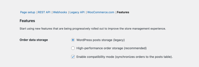 WooCommerce ▸ Settings ▸ Advanced ▸ Features Screen